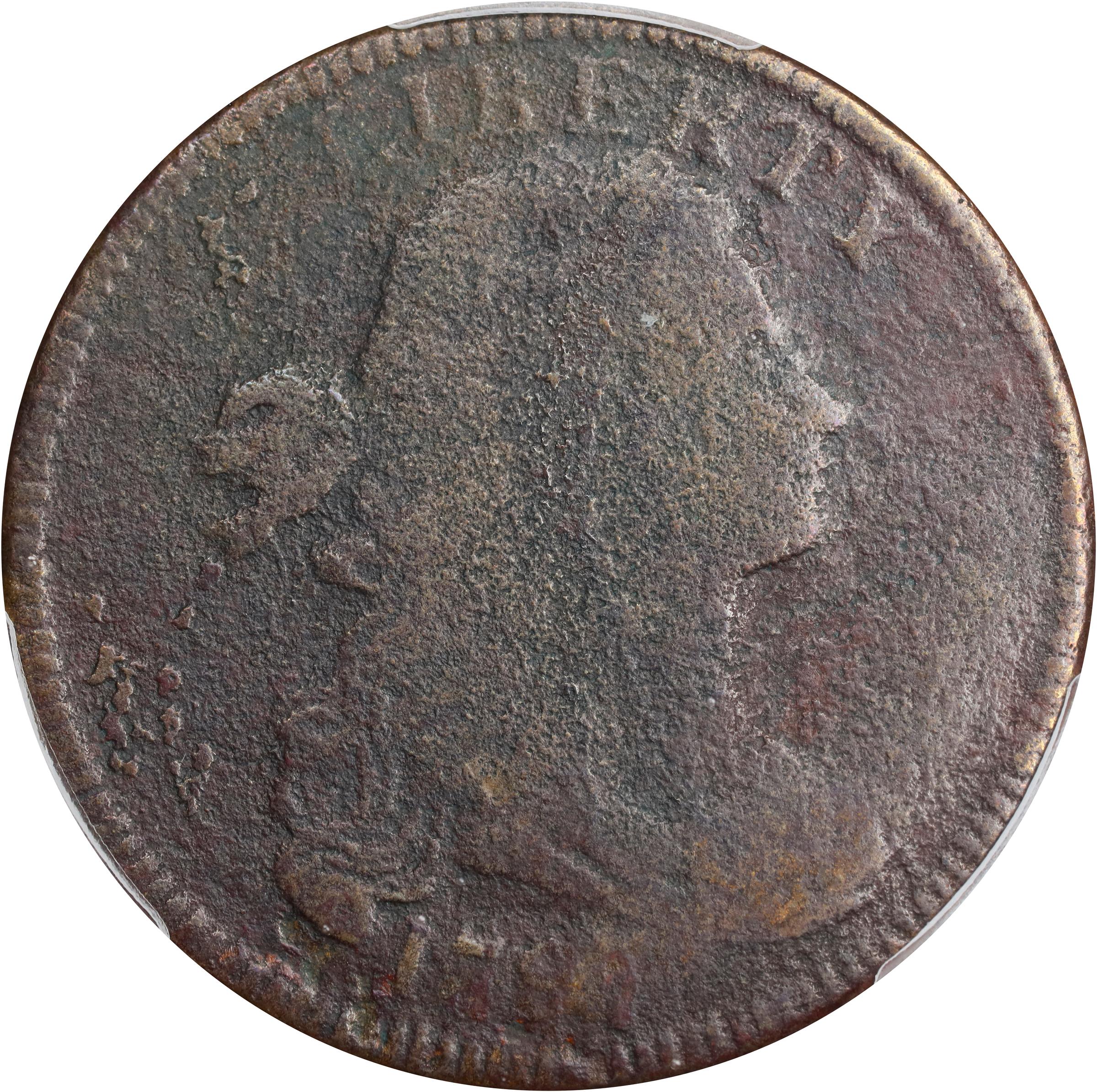 image for: 1797 Draped Bust Cent. S-125, B-15. Rarity-5. Reverse of 1797, Stems to Wreath. VG Details--Environmental Damage (PCGS).