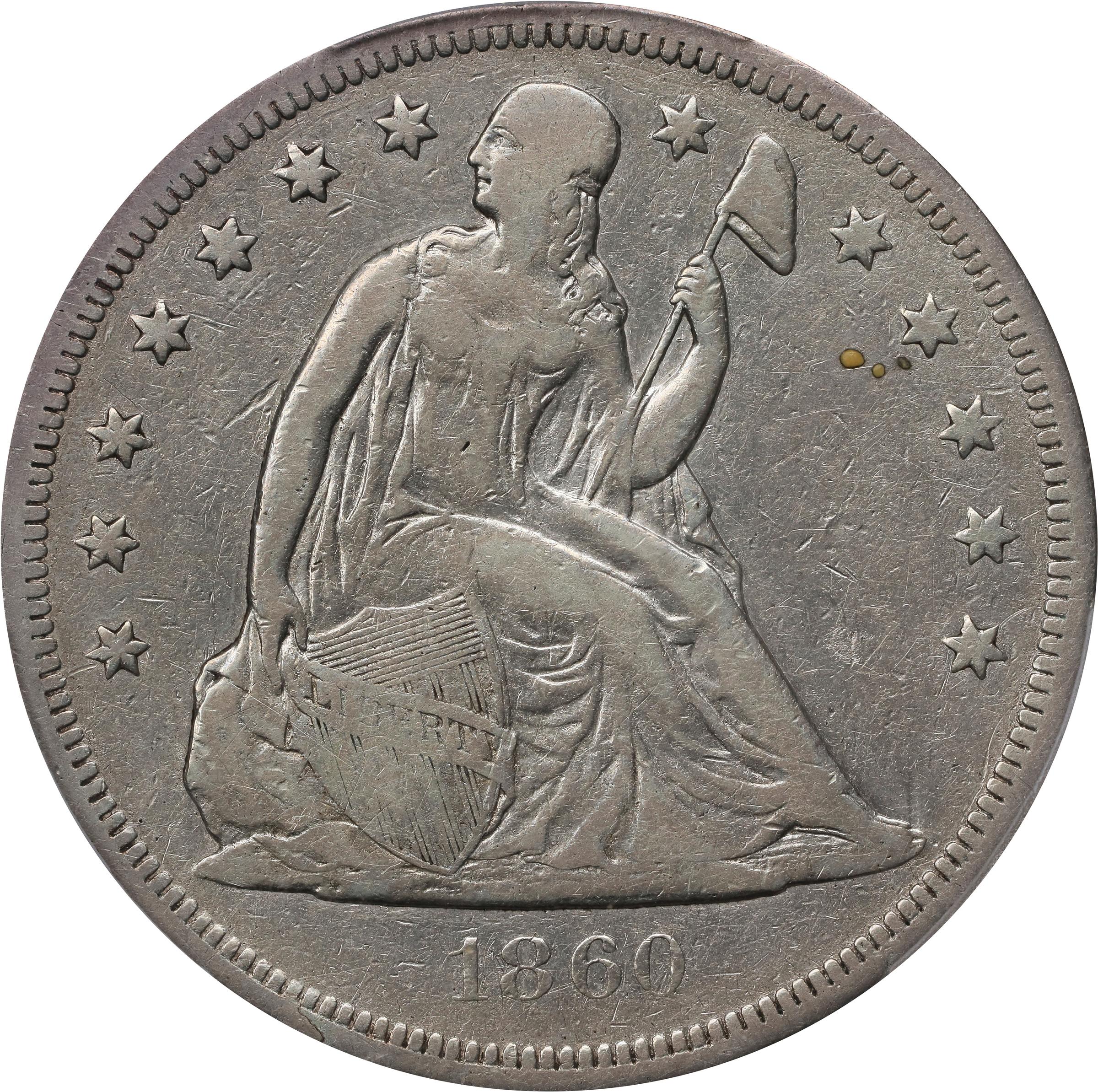 1860-O Liberty Seated Silver Dollar. OC-8. Rarity-1. VF Details--Cleaned (PCGS).