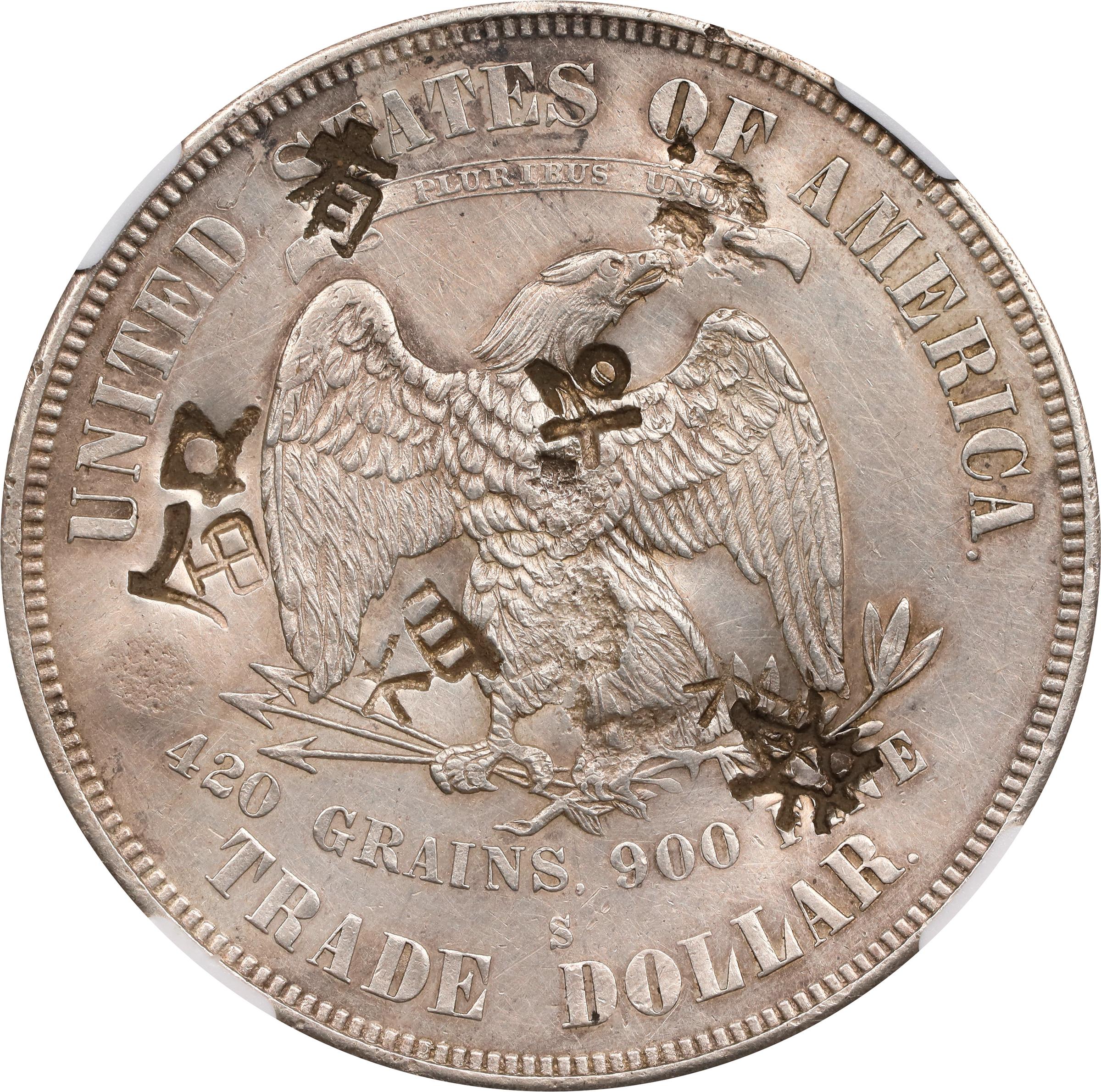 image for: 1874-S Trade Dollar. Unc Details--Chopmarked (NGC).