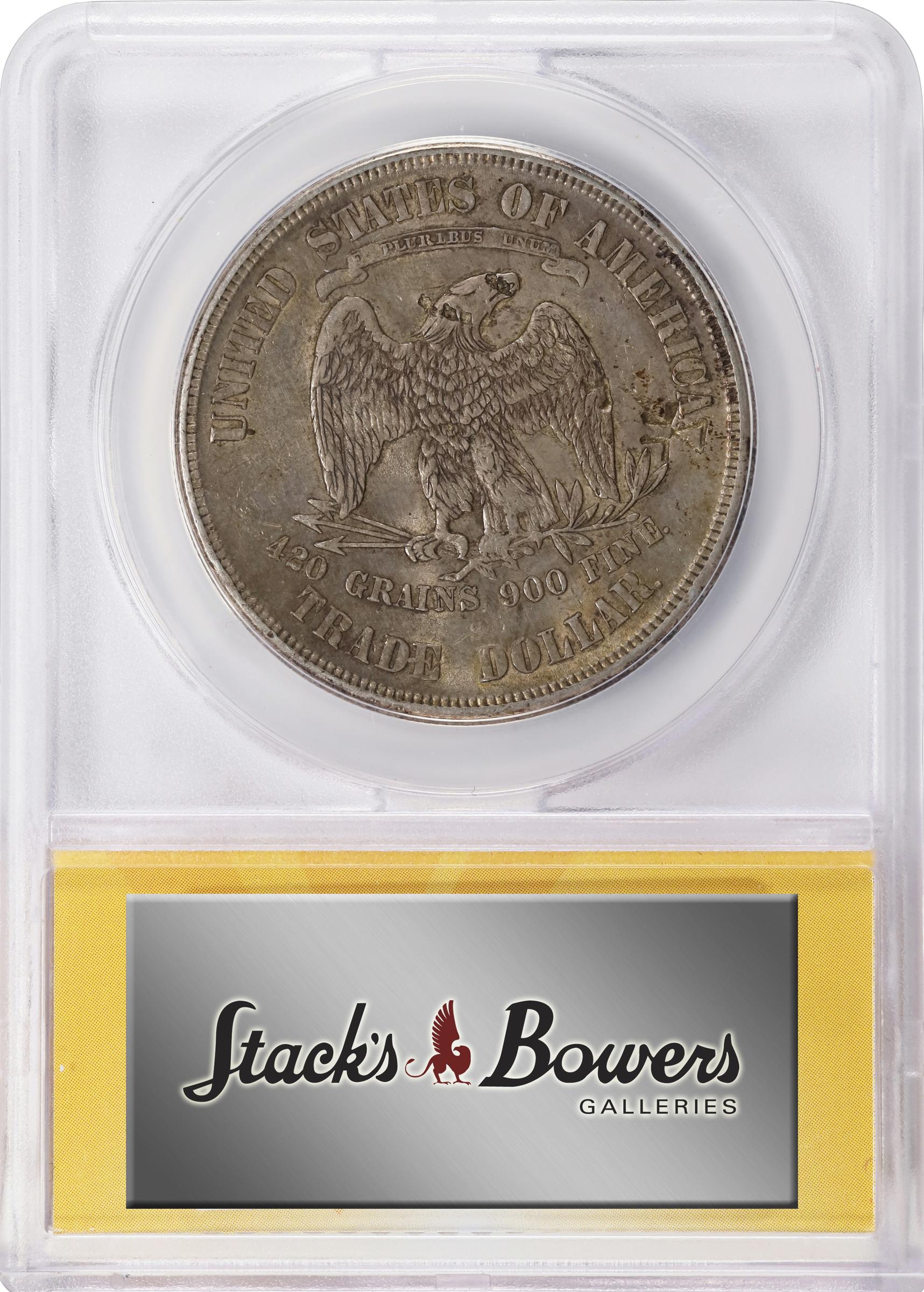 image for: 1875-S Trade Dollar. Type I/I. AU-58 Details--Chopmarked (ANACS).