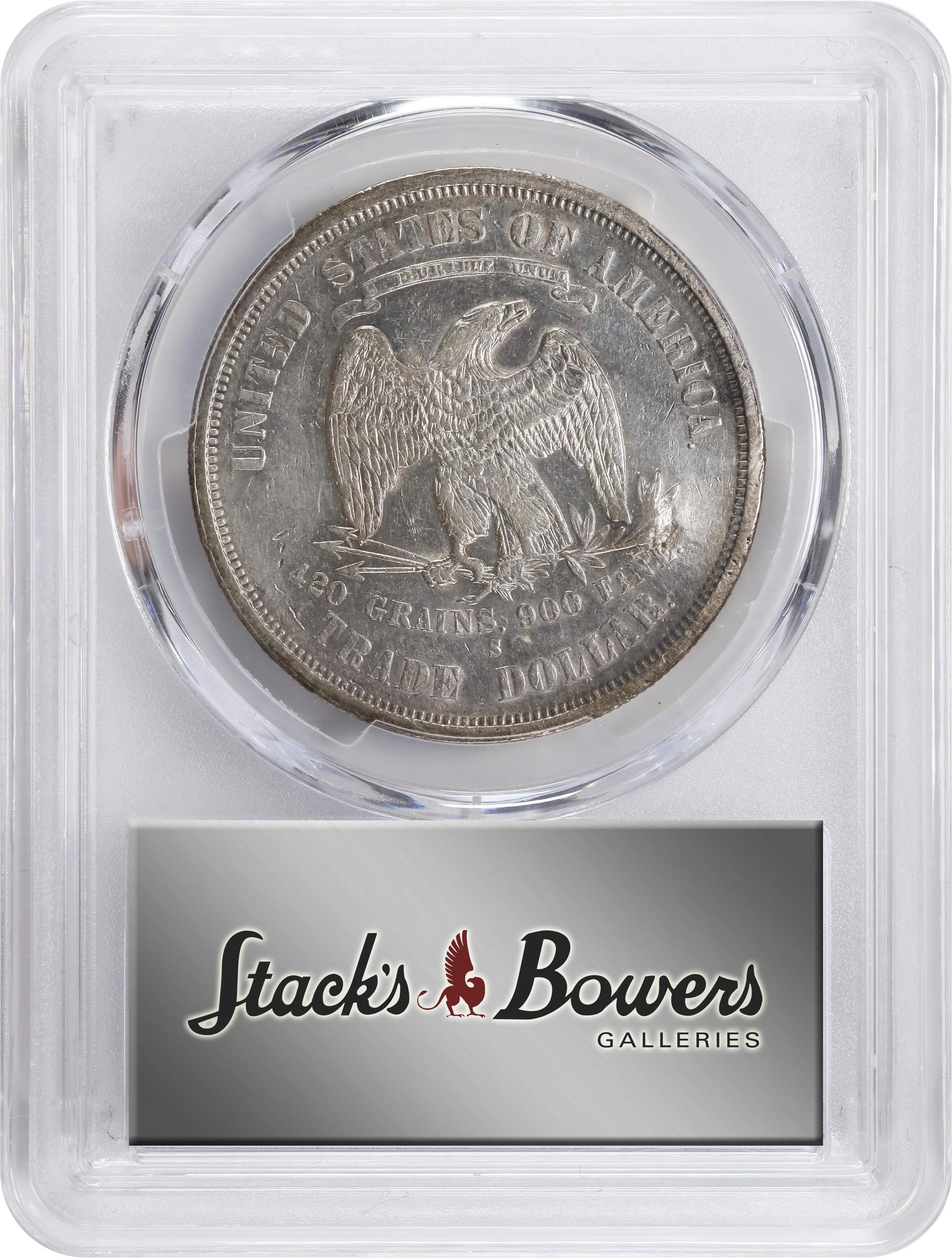 image for: 1876-S Trade Dollar. Type I/I. Chop Mark. AU Details--Cleaned (PCGS).