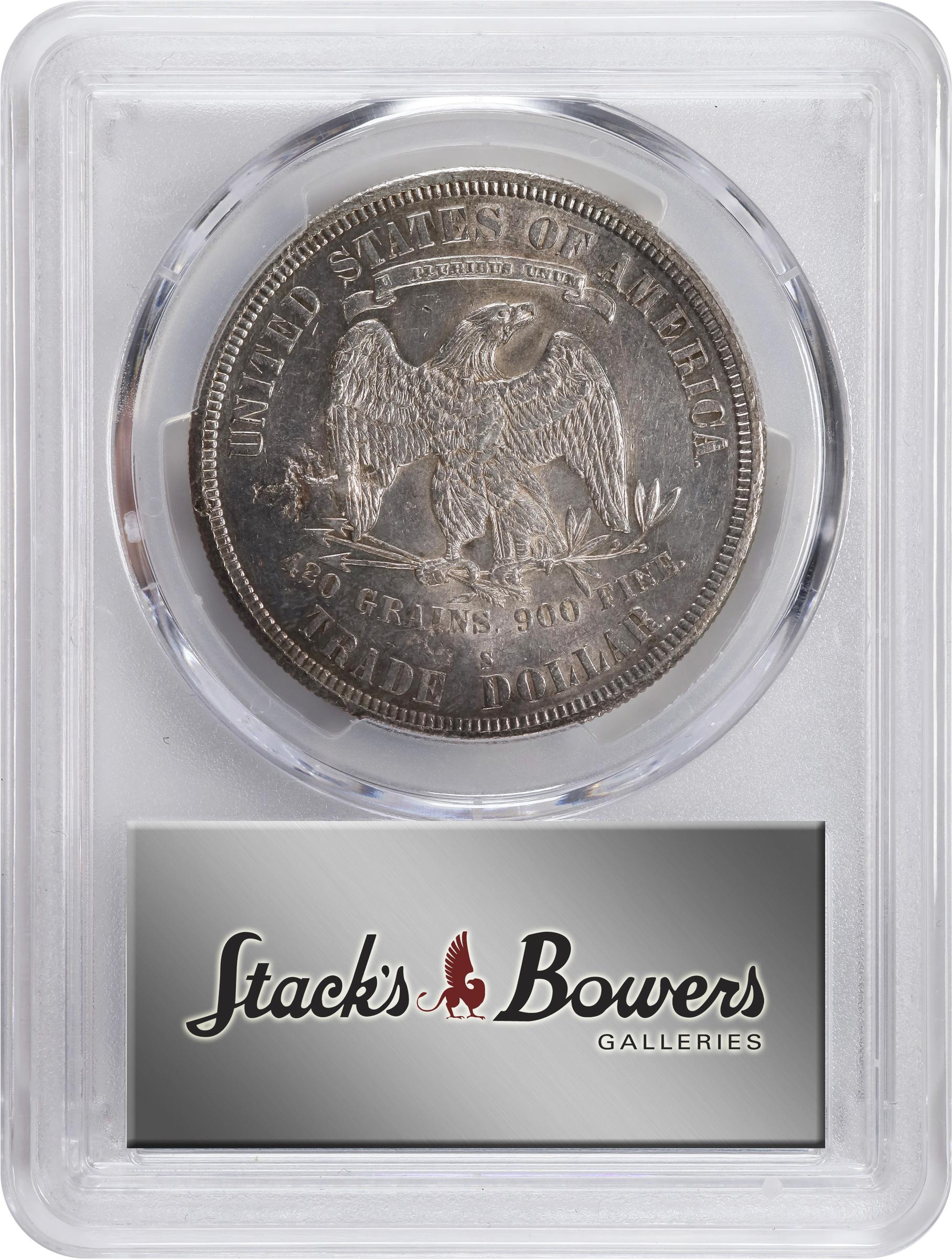 image for: 1877-S Trade Dollar. Chop Mark. AU Details--Cleaned (PCGS).
