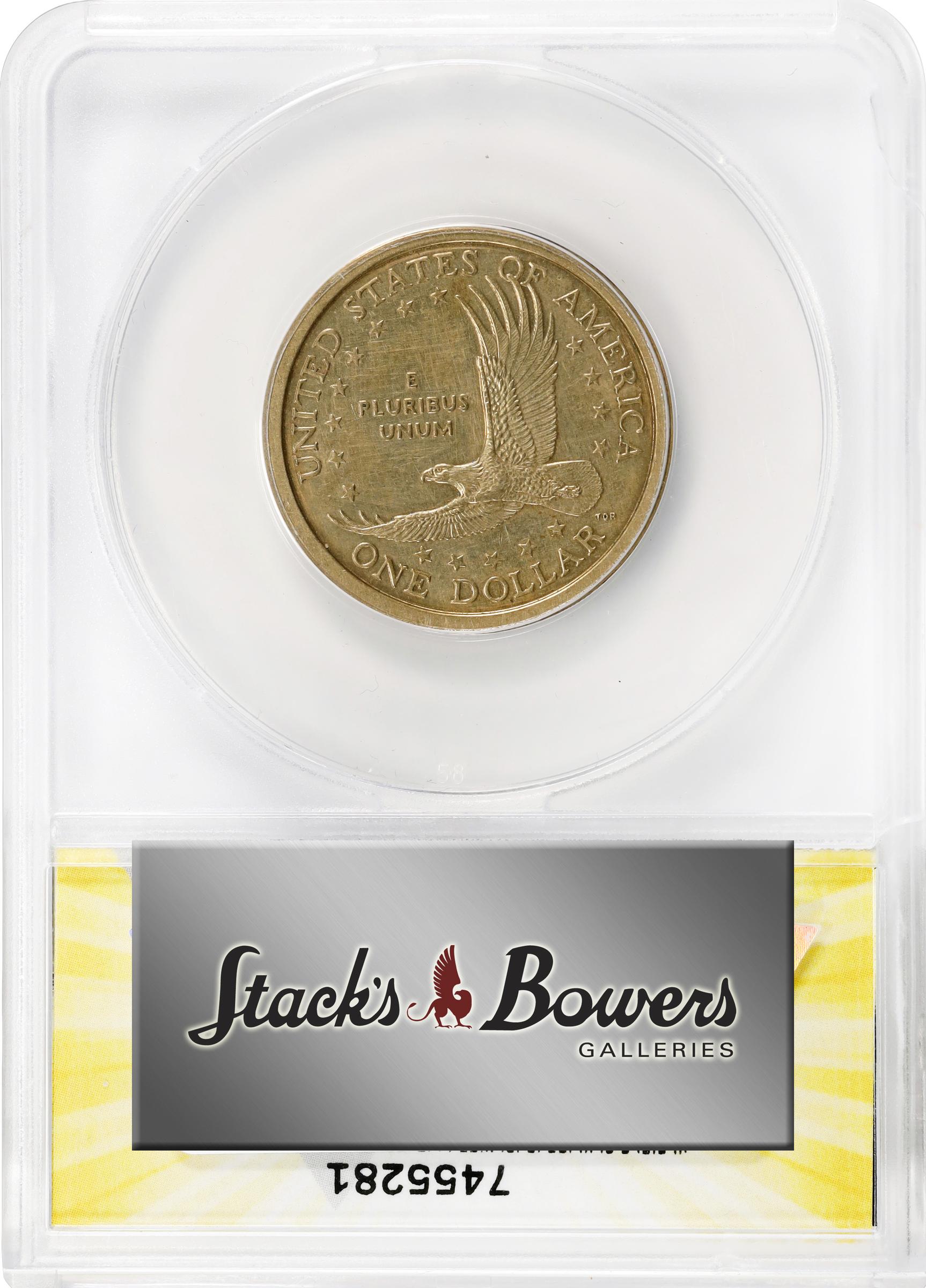 image for: 2000-P Sacagawea "Cheerios" Dollar. FS-902. Boldly Detailed Tail Feathers. AU-58 Details--Cleaned (ANACS).