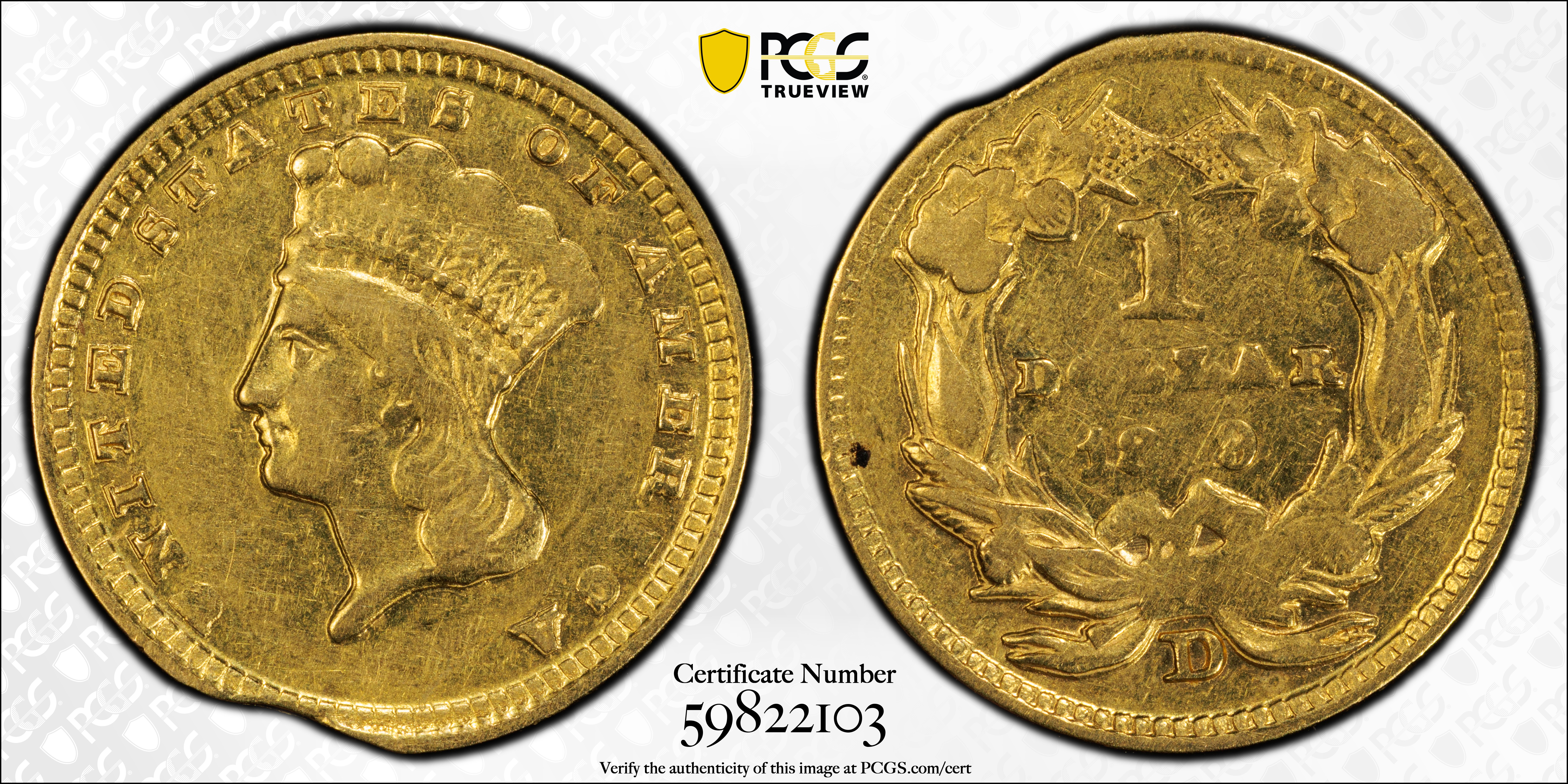 1859 D $1 Gold – Type 3 Mint State (MS) Pricing Guide | The Greysheet