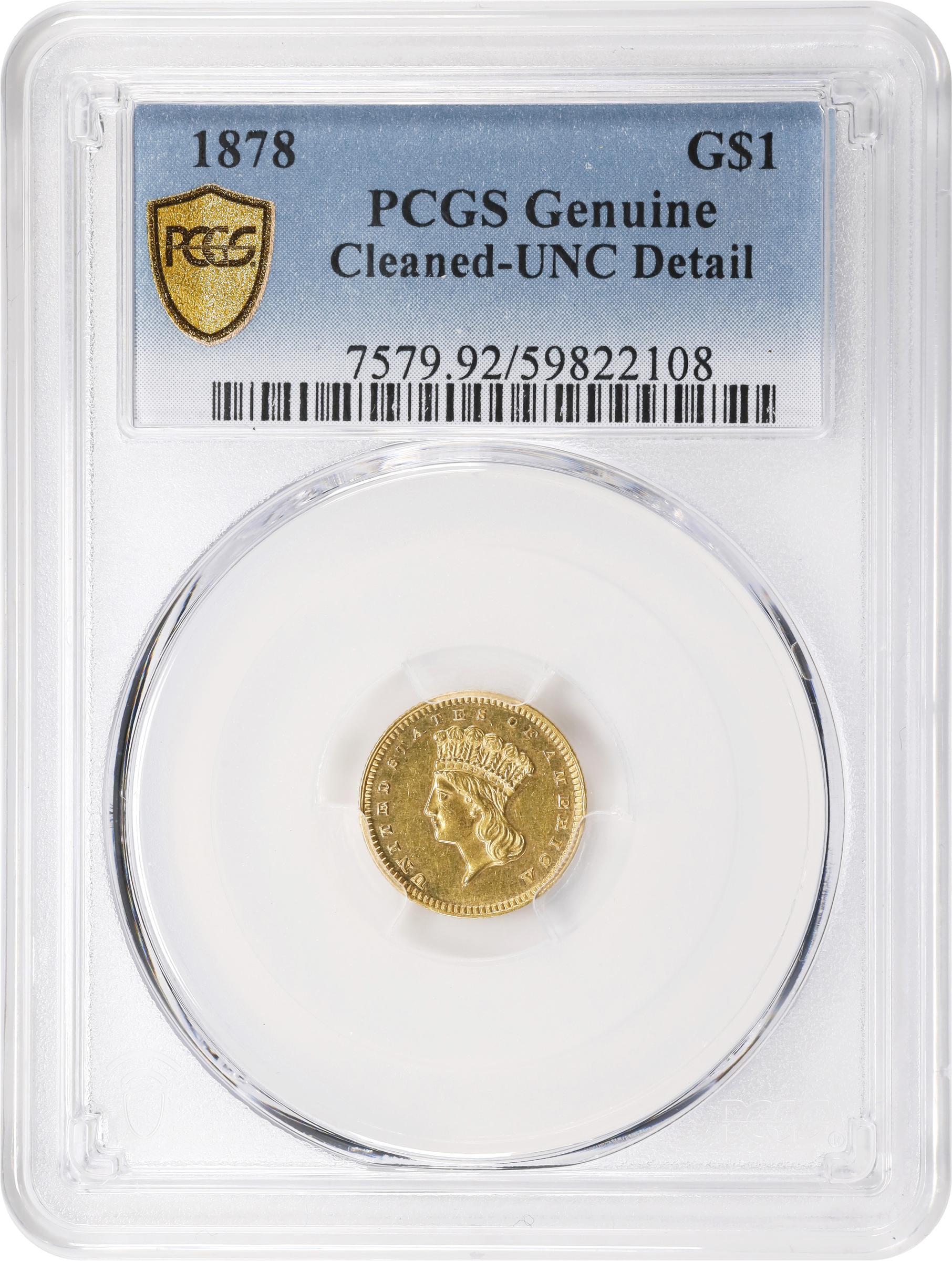image for: 1878 Gold Dollar. Unc Details--Cleaned (PCGS).