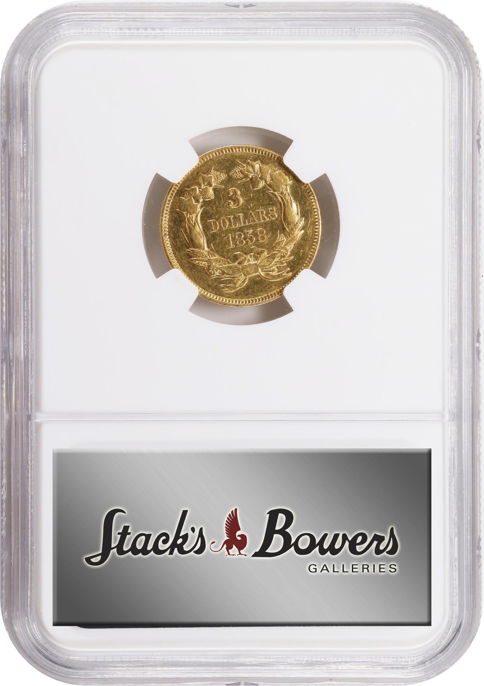 image for: 1858 Three-Dollar Gold Piece. AU Details--Cleaned (NGC).
