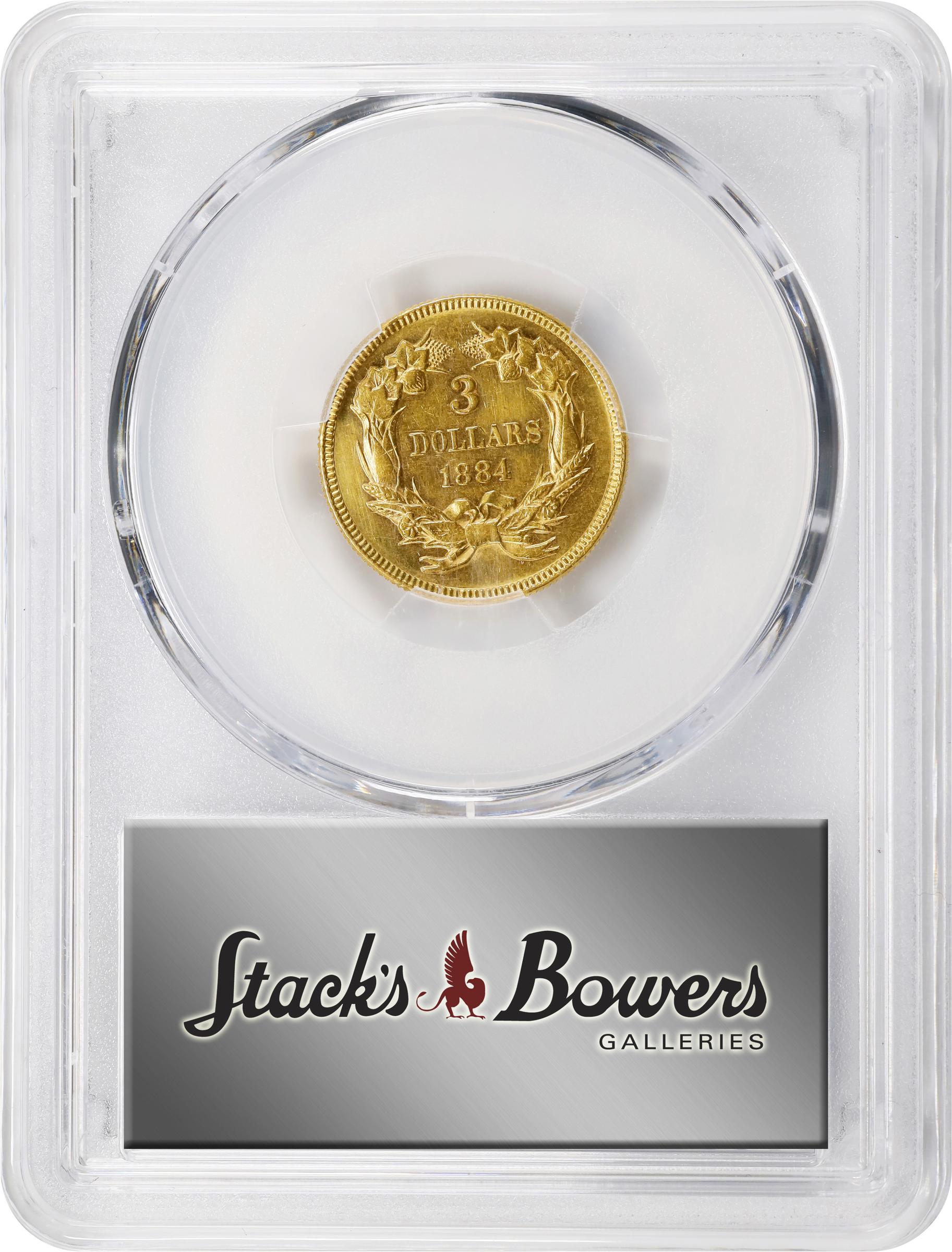 image for: 1884 Three-Dollar Gold Piece. AU Details--Harshly Cleaned (PCGS).