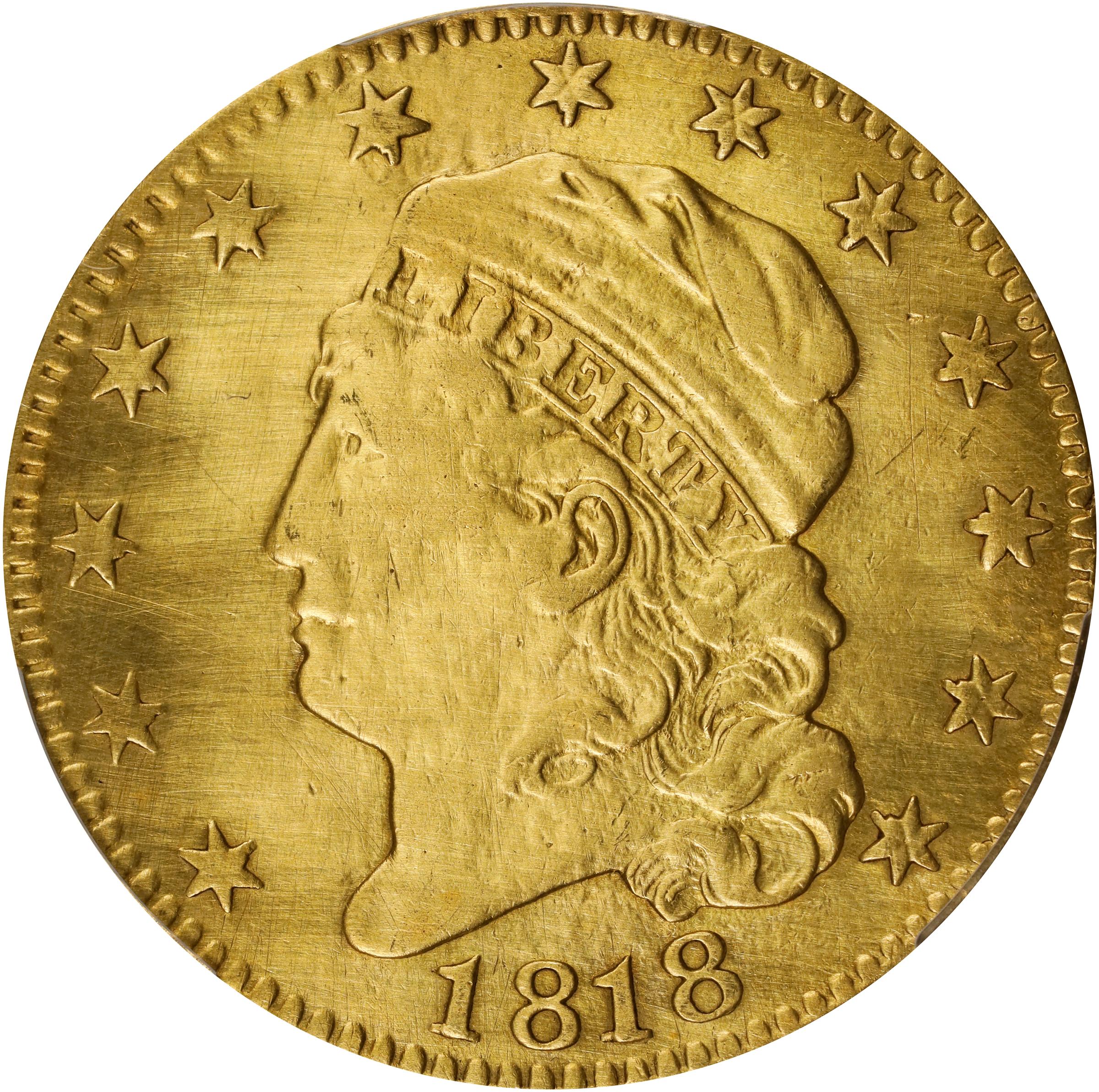 image for: 1818 Capped Head Left Half Eagle. BD-1. Rarity-5. VG Details--Repaired (PCGS).