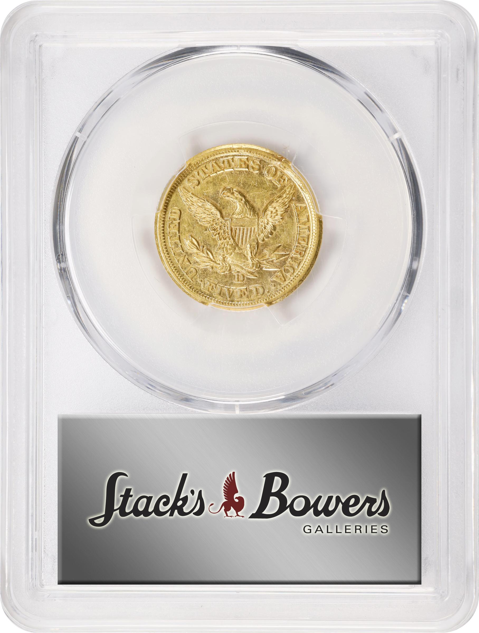 image for: 1857-D Liberty Head Half Eagle. Winter 42-HH. AU Details--Graffiti (PCGS).