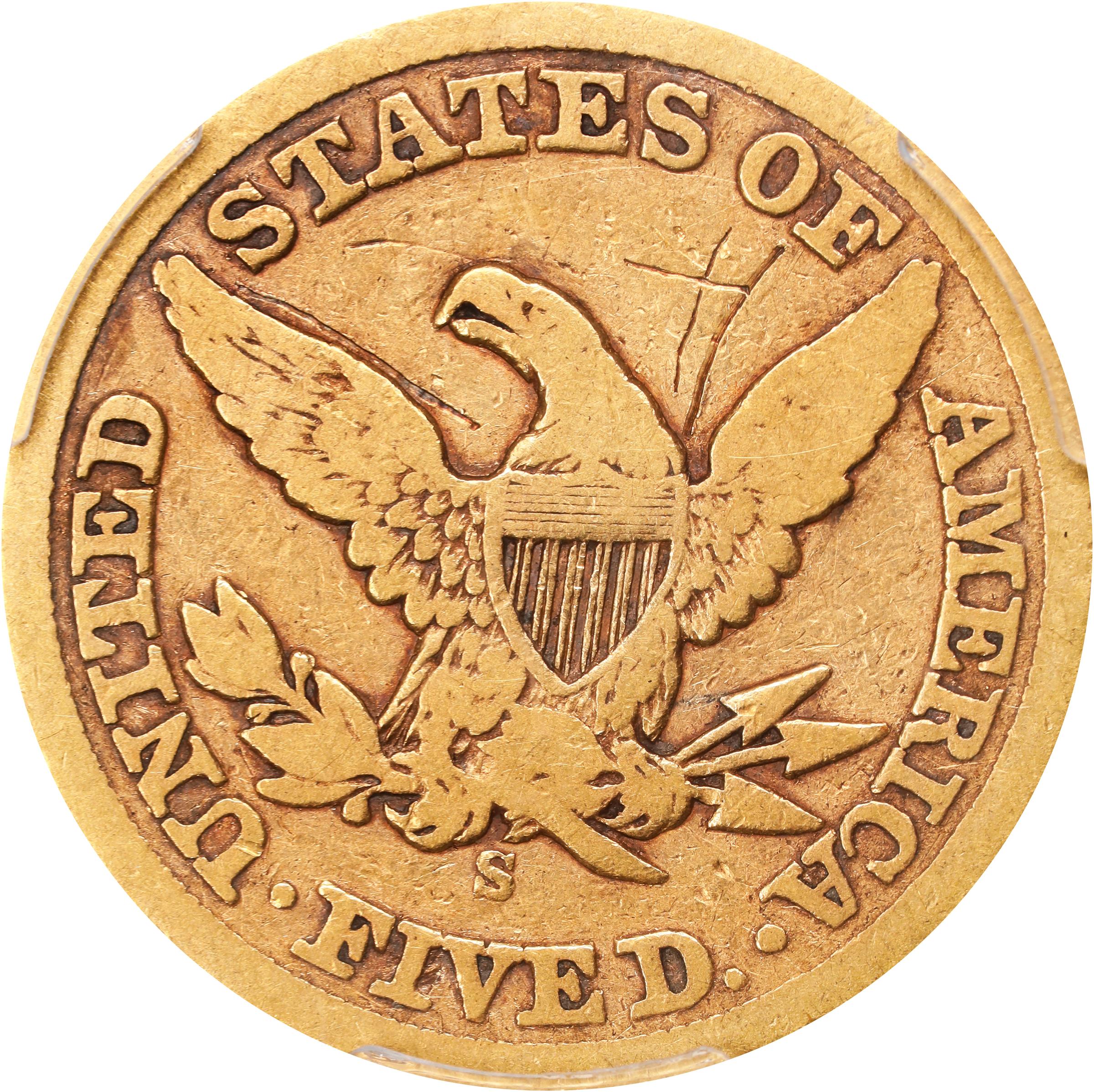 image for: 1858-S Liberty Head Half Eagle. Fine Details--Scratch (PCGS).