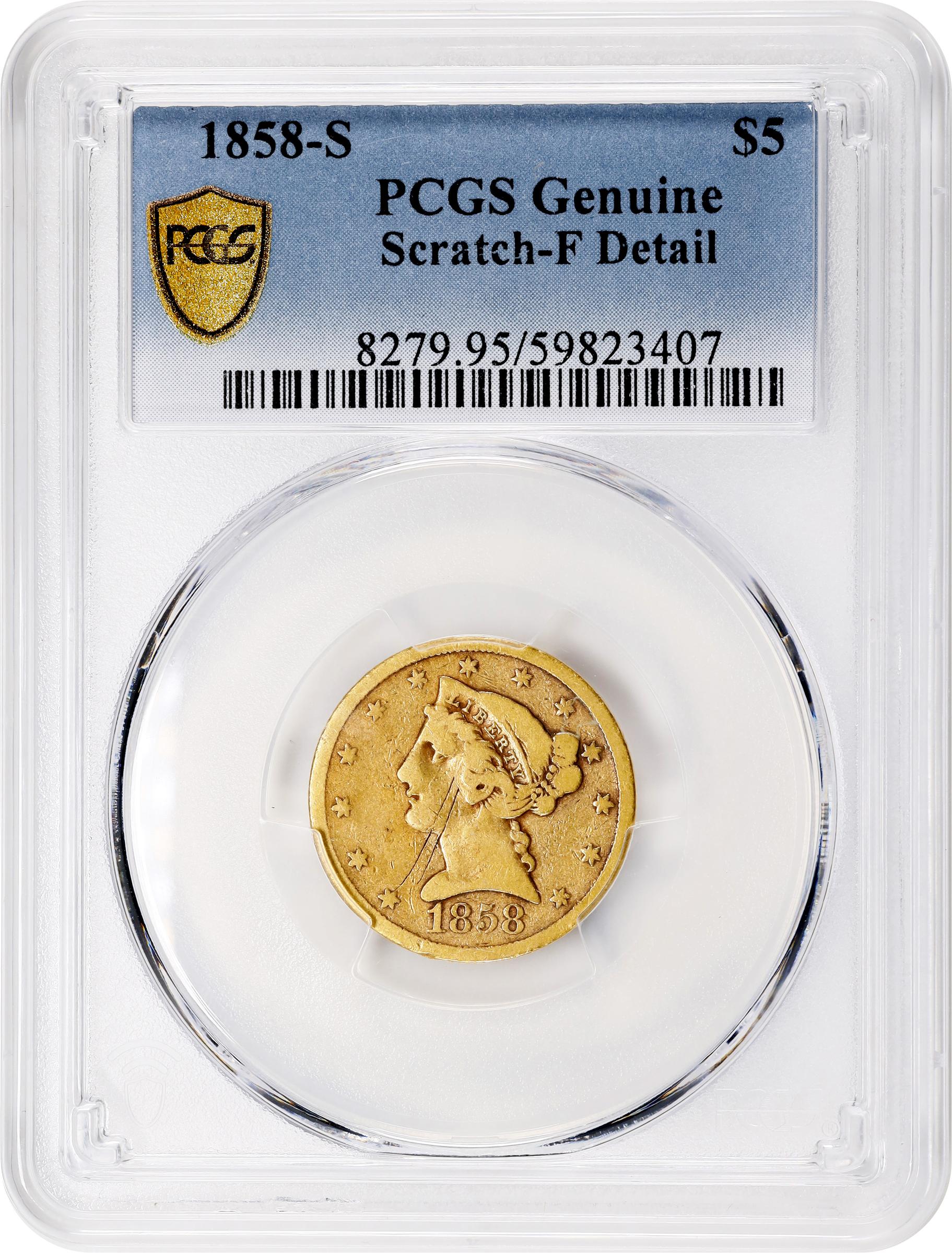 image for: 1858-S Liberty Head Half Eagle. Fine Details--Scratch (PCGS).