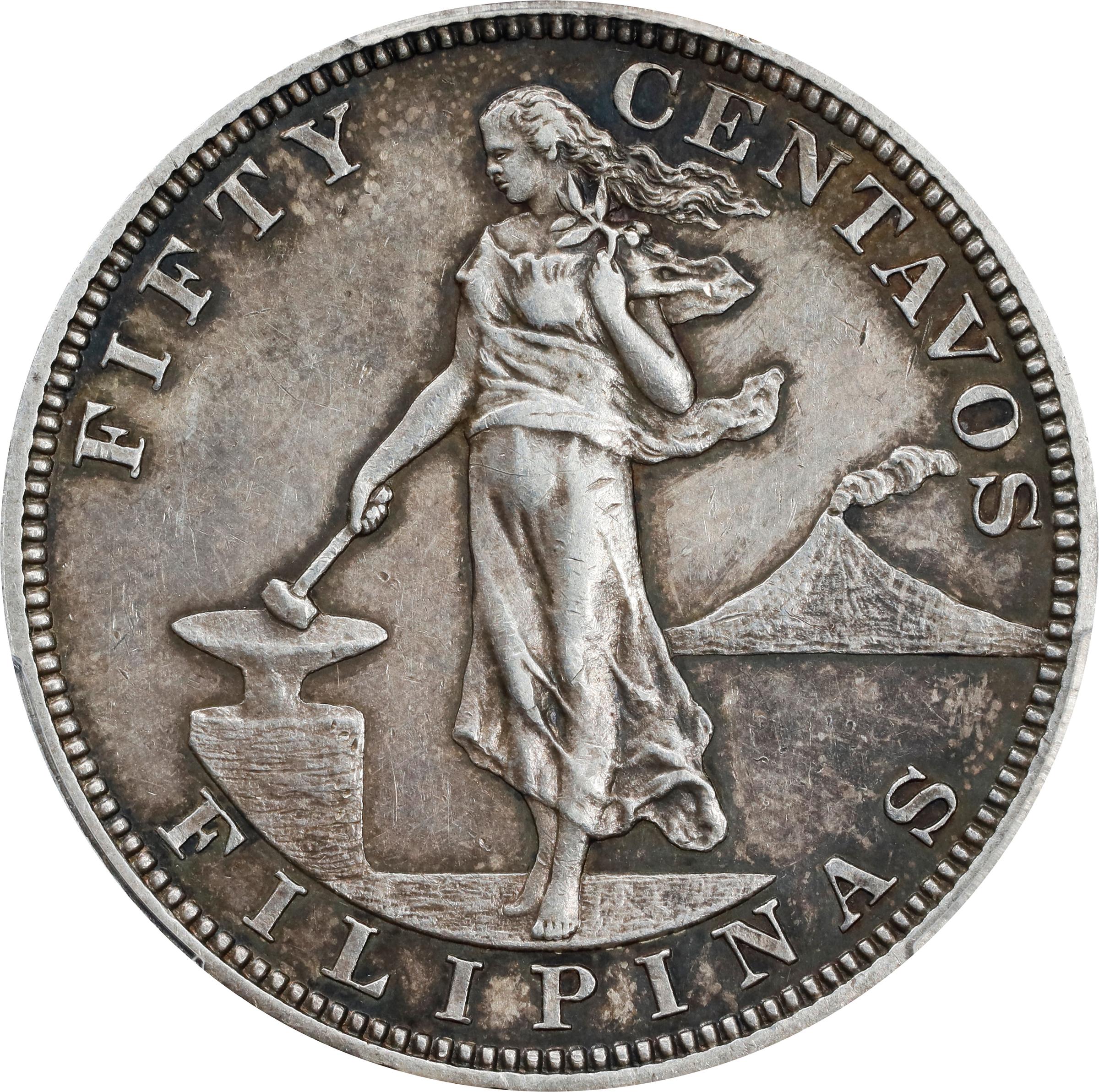 image for: 1904 Fifty Centavos. AU Details--Cleaned (PCGS).