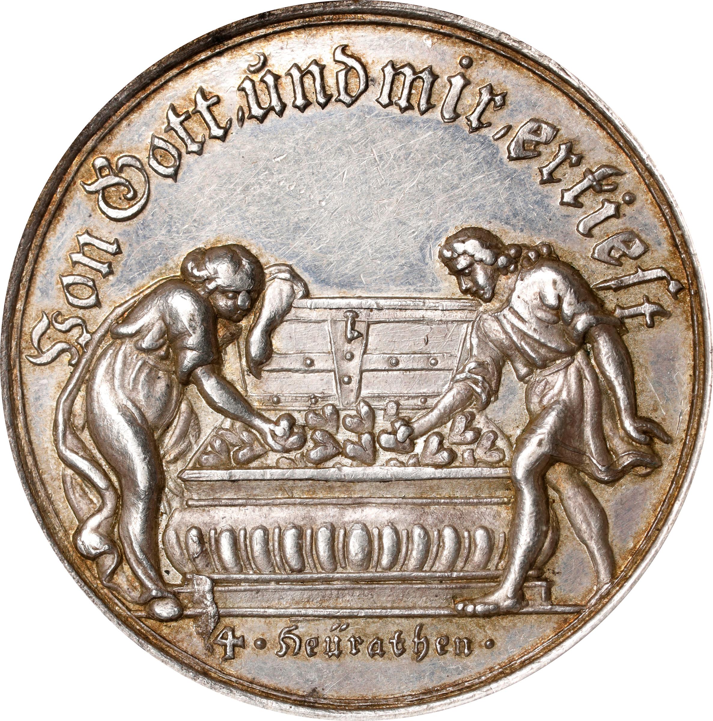image for: GERMANY. Saxe-Gotha-Altenburg. Marriage Silver Medal, ND (ca. 1720). ANACS AU-50.