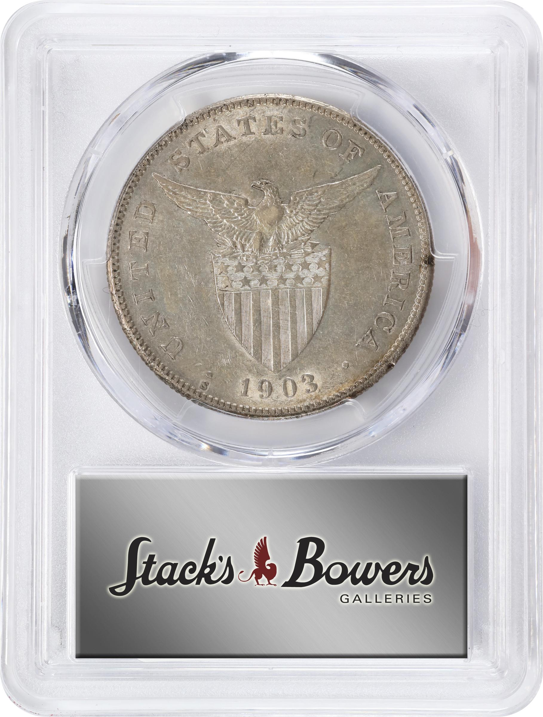 image for: PHILIPPINES. Peso, 1903-S. San Francisco Mint. PCGS AU-58.