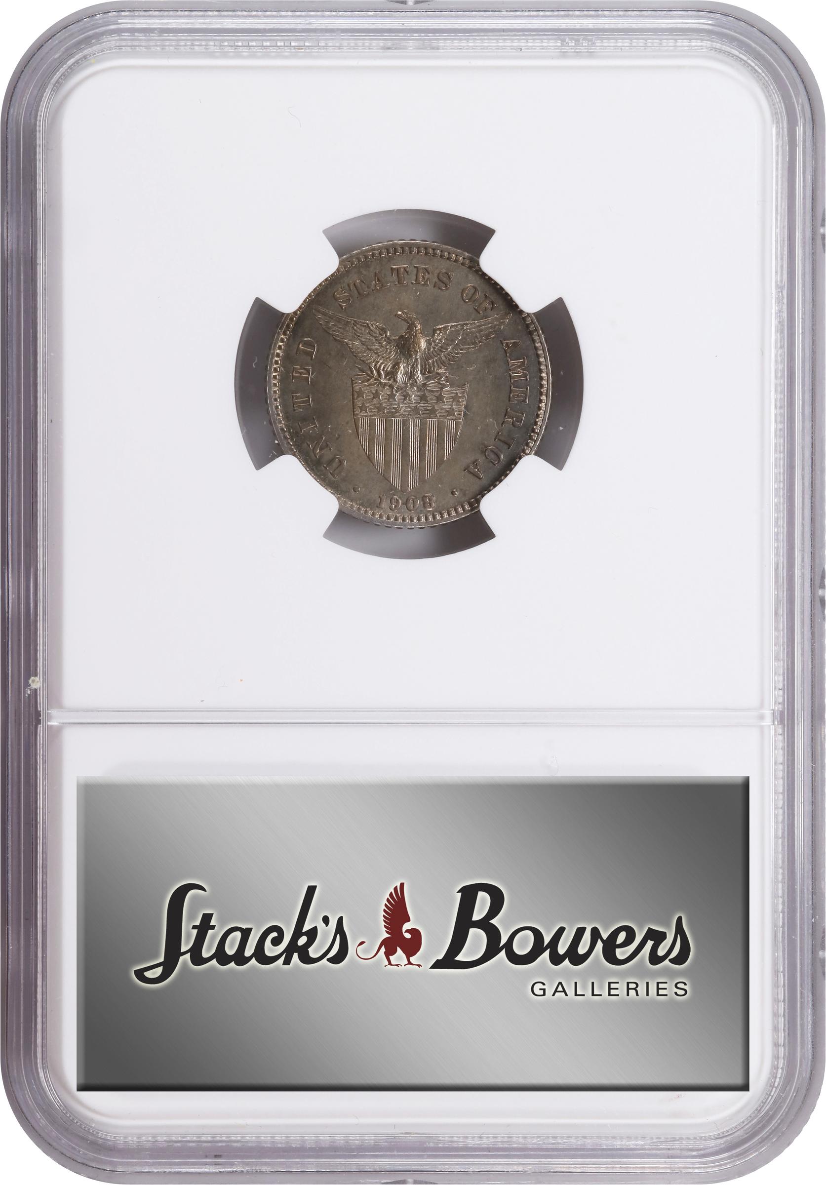 image for: PHILIPPINES. 20 Centavos, 1908. Philadelphia Mint. NGC MS-64.