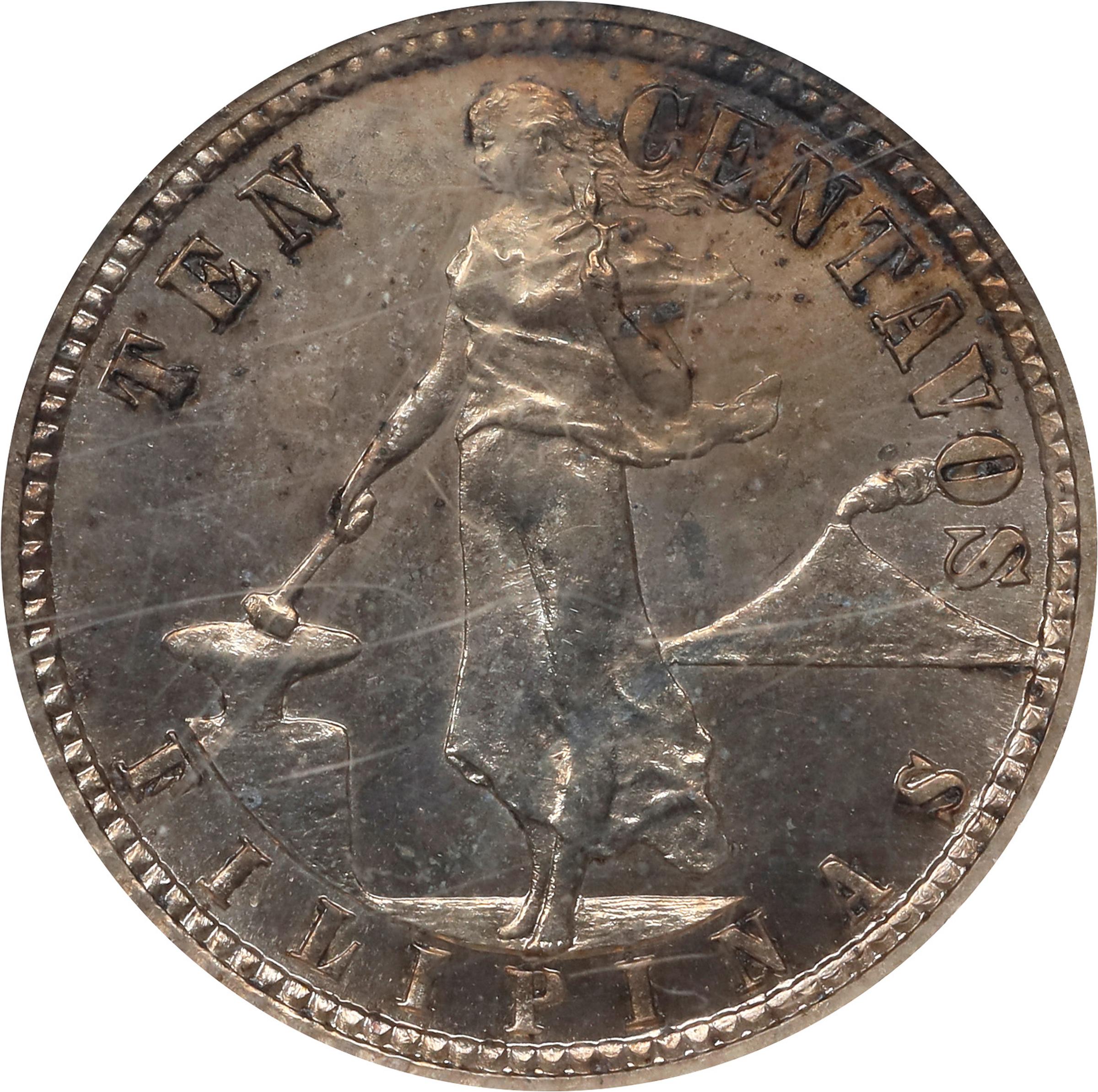 image for: PHILIPPINES. 10 Centavos, 1908. Philadelphia Mint. NGC PROOF-65.