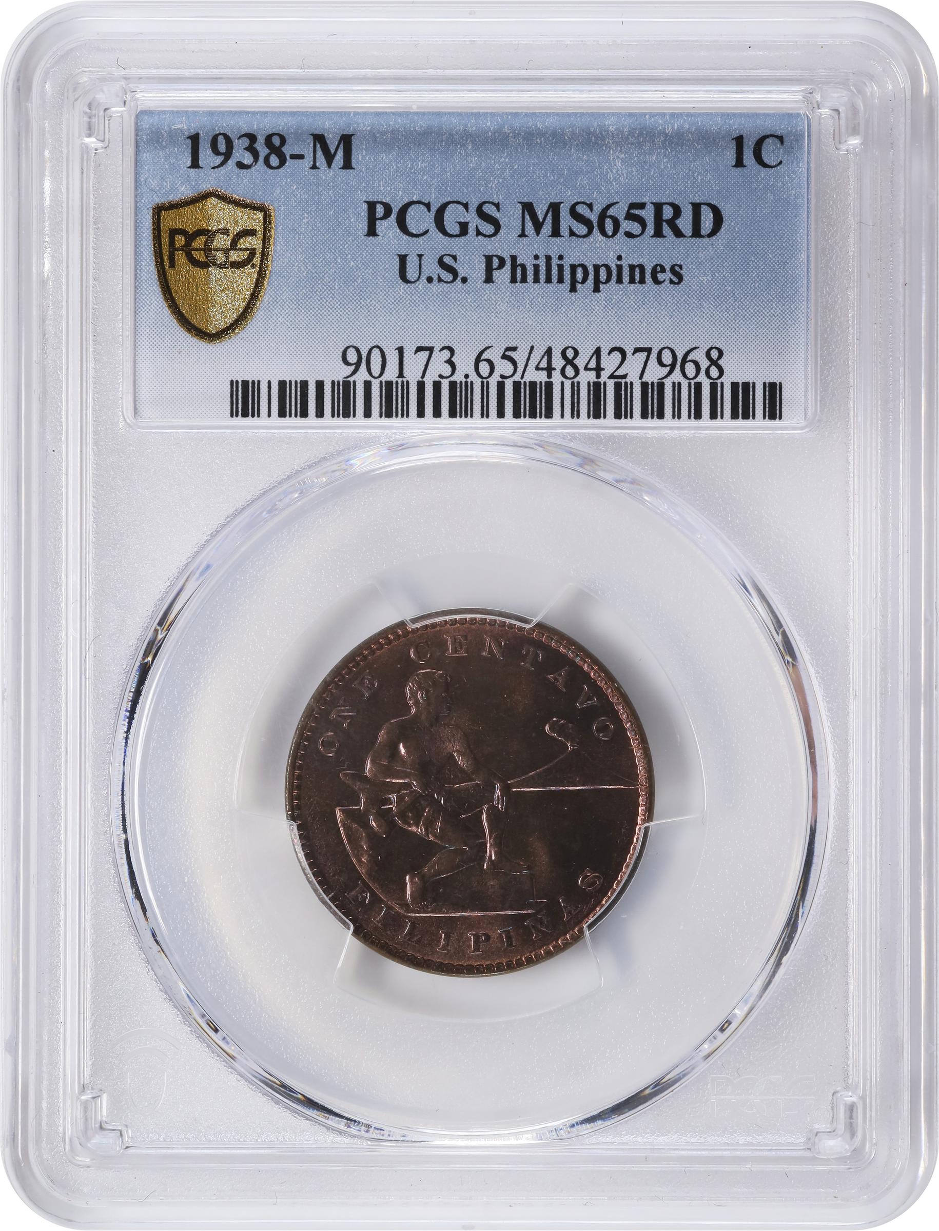image for: PHILIPPINES. Centavo, 1938-M. Manila Mint. PCGS MS-65 Red.