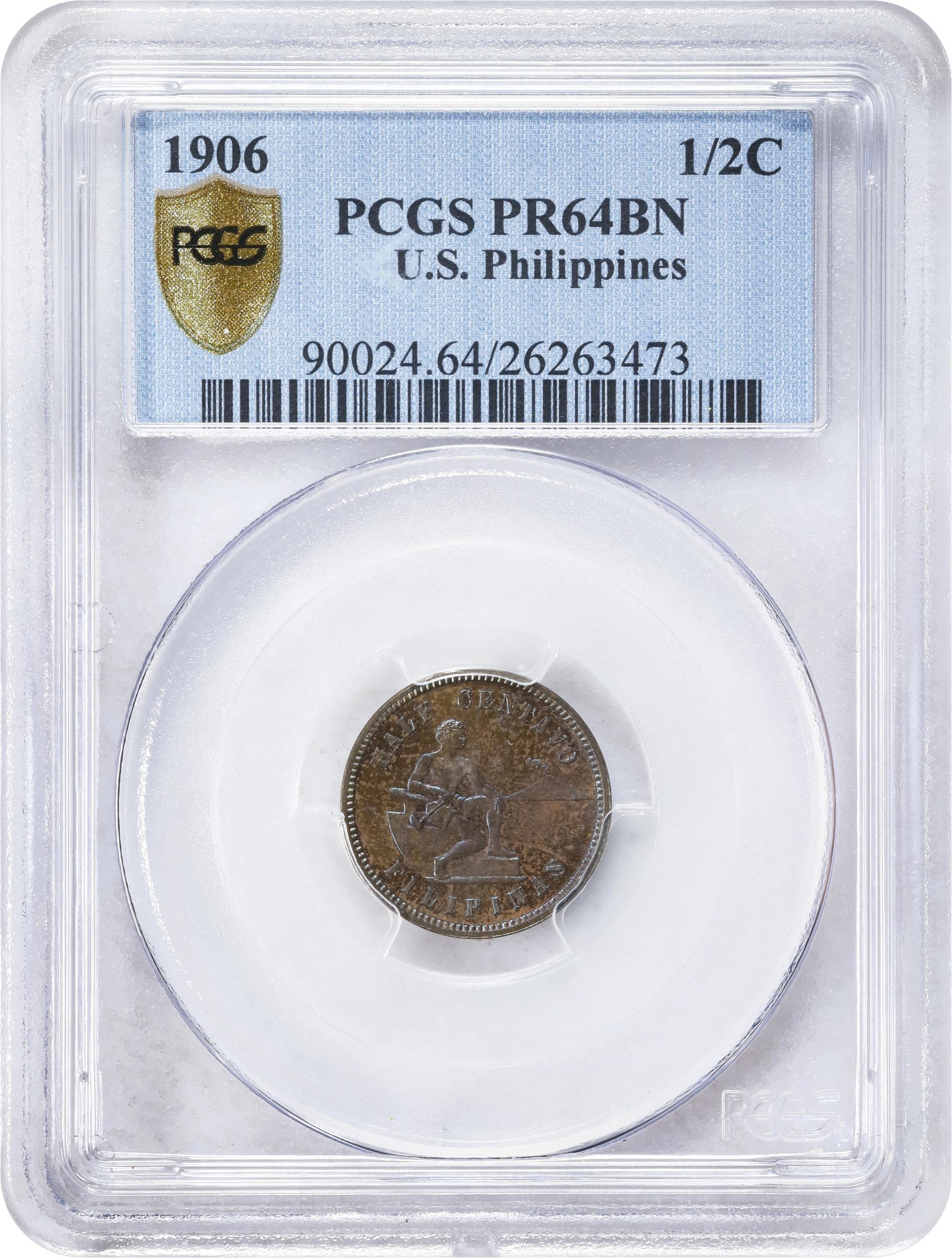 image for: PHILIPPINES. 1/2 Centavo, 1906. Philadelphia Mint. PCGS PROOF-64 Brown.