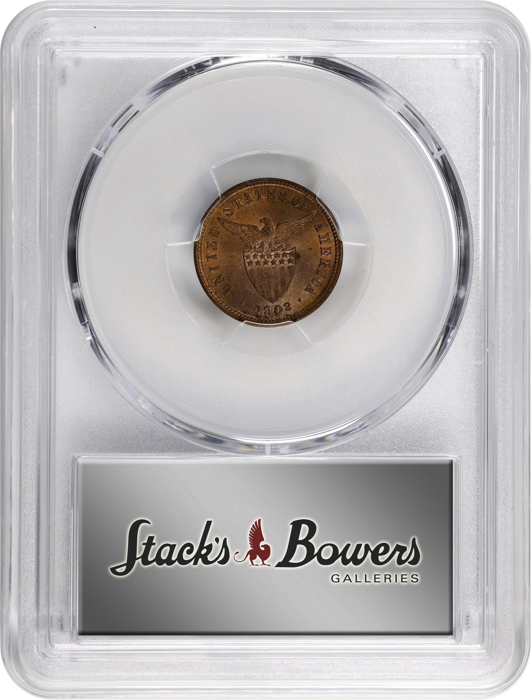 image for: PHILIPPINES. Duo of 1/2 Centavos (2 Pieces), 1903. Philadelphia Mint. PCGS MS-64 Red Brown.