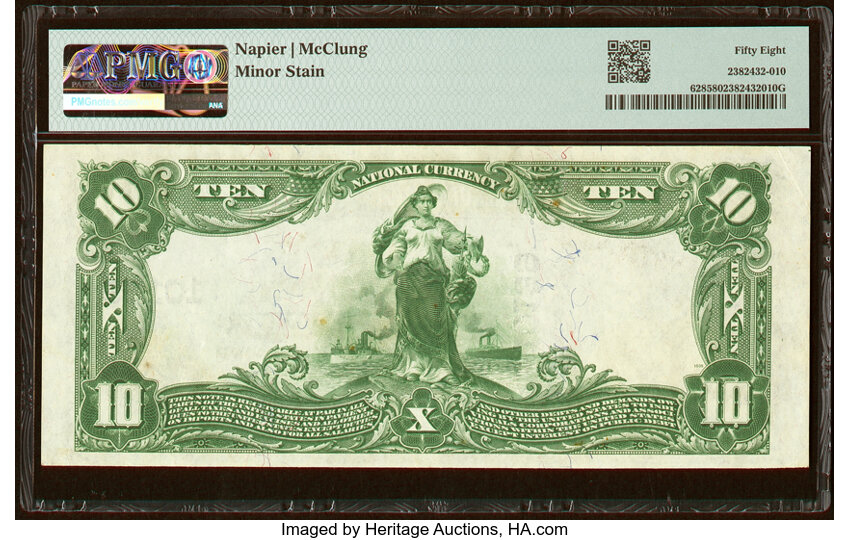 image for: 1902 3rd Charter Period, 3rd Issue $10  PMG AU58 Plain Back (Fr. 628)