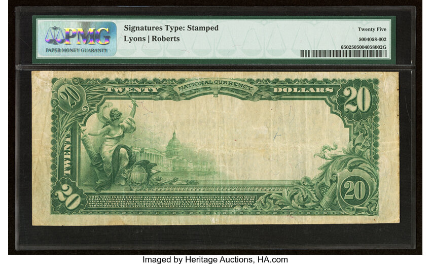 image for: 1902 3rd Charter Period, 3rd Issue $20  PMG VF25 Plain Back (Fr. 650)