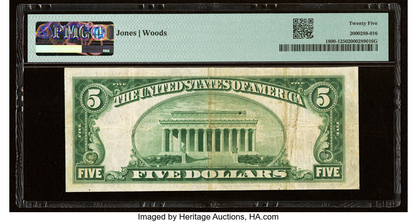 image for: 1929 Type 1 $5  PMG VF25 (Fr. 1800-1)