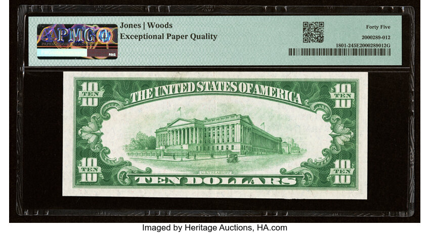 image for: 1929 Type 2 $10  PMG XF45 (Fr. 1801-2)