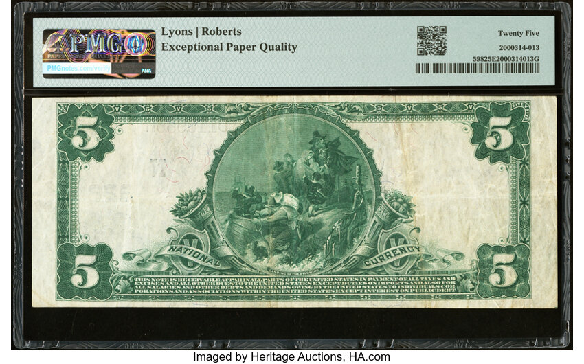 image for: 1902 3rd Charter Period, 3rd Issue $5  PMG VF25 Plain Back (Fr. 598)