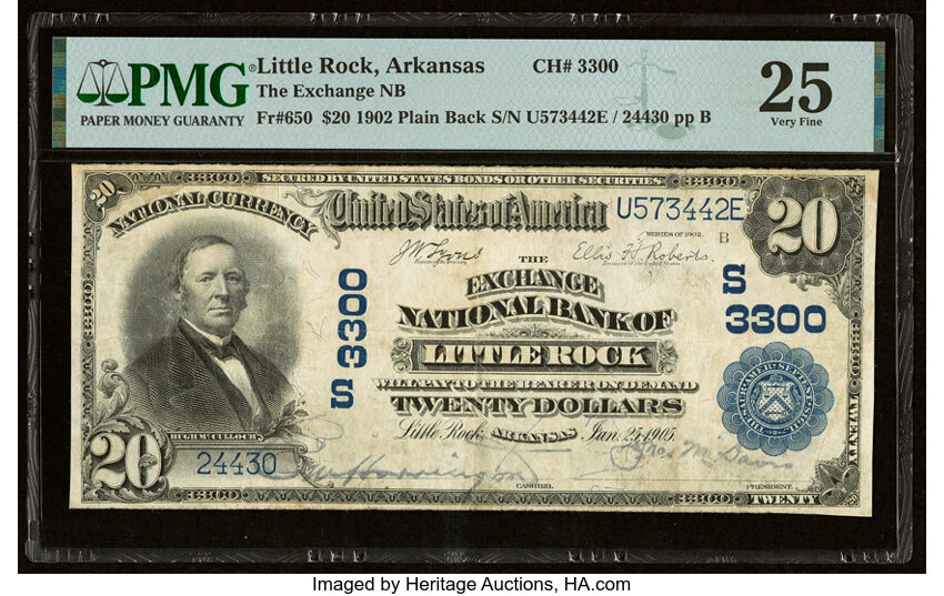 image for: 1902 3rd Charter Period, 3rd Issue $20  PMG VF25 Plain Back (Fr. 650)