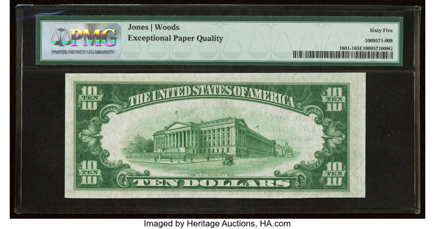 image for: 1929 Type 1 $10  PMG CU65 (Fr. 1801-1)