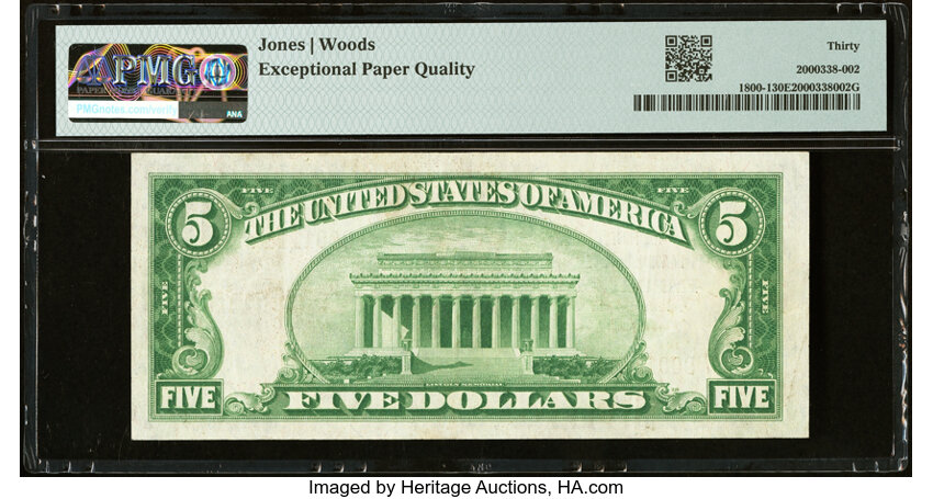 image for: 1929 Type 1 $5  PMG VF30 (Fr. 1800-1)