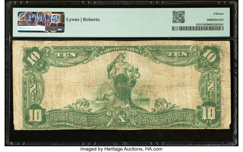 image for: 1902 3rd Charter Period, 3rd Issue $10  PMG F15 Plain Back (Fr. 624)