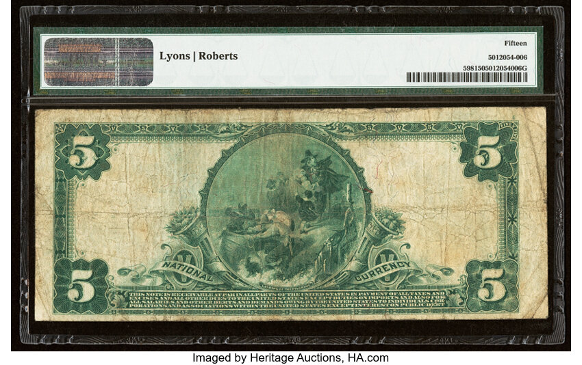 image for: 1902 3rd Charter Period, 3rd Issue $5  PMG F15 Plain Back (Fr. 598)