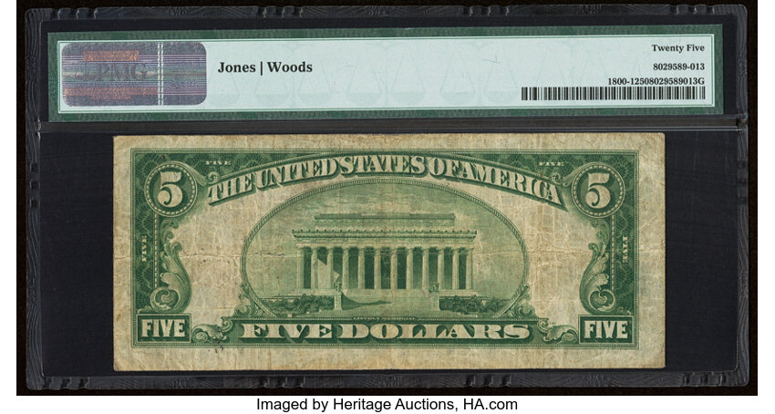 image for: 1929 Type 1 $5  PMG VF25 (Fr. 1800-1)