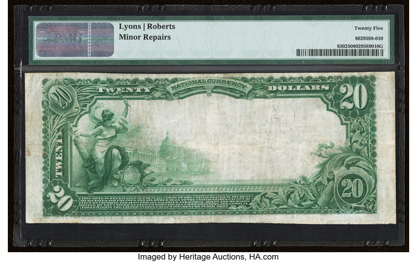 image for: 1902 3rd Charter Period, 3rd Issue $20  PMG VF25 Plain Back (Fr. 650)