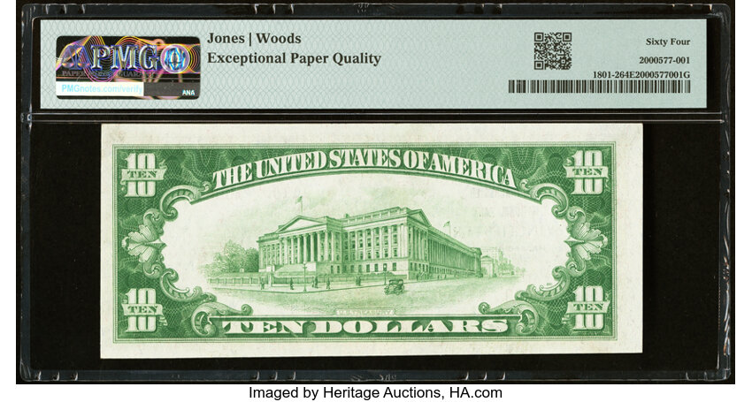 image for: 1929 Type 2 $10  PMG CU64 (Fr. 1801-2)