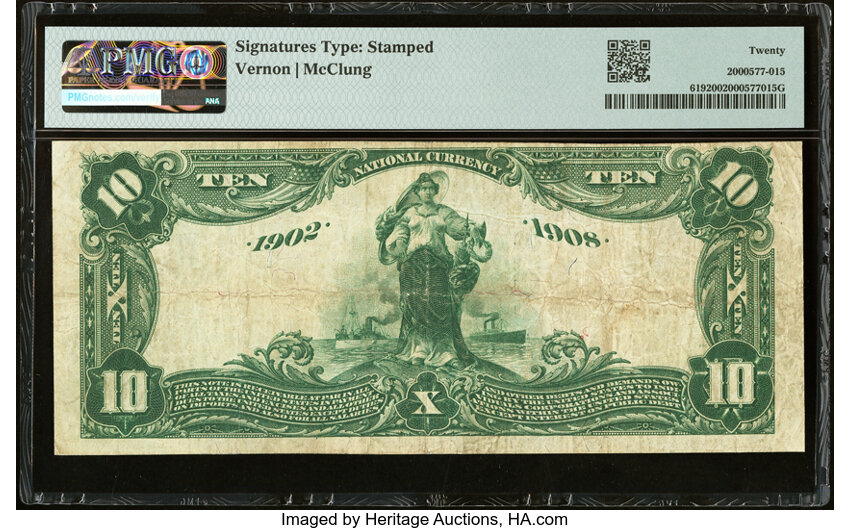 image for: 1902 3rd Charter Period, 2nd Issue $10  PMG VF20 Date Back (Fr. 619)