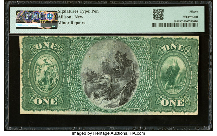image for: Taunton, MA - $1 1875 Fr. 383 The Bristol County National Bank Ch. # 766 PMG Choice Fine 15....