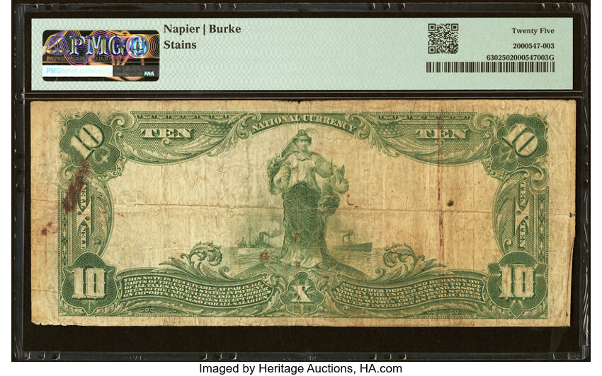 image for: 1902 3rd Charter Period, 3rd Issue $10  PMG VF25 Plain Back (Fr. 630)