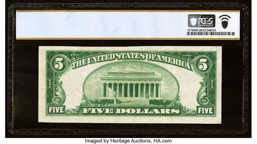 image for: 1929 Type 2 $5  PCGS VF30 (Fr. 1800-2)