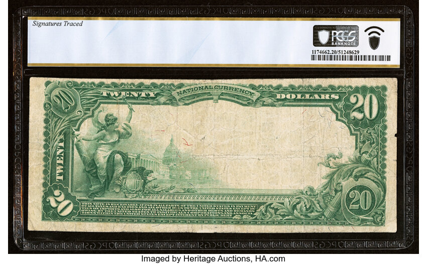 image for: 1902 3rd Charter Period, 3rd Issue $20  PCGS VF20 Plain Back (Fr. 652)