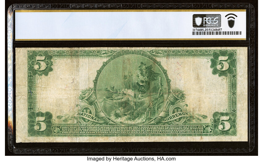 image for: 1902 3rd Charter Period, 3rd Issue $5  PCGS VF25 Plain Back (Fr. 607)