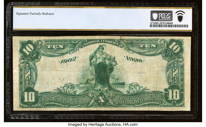 image for: 1902 3rd Charter Period, 2nd Issue $10  PCGS VF25 Date Back (Fr. 618)