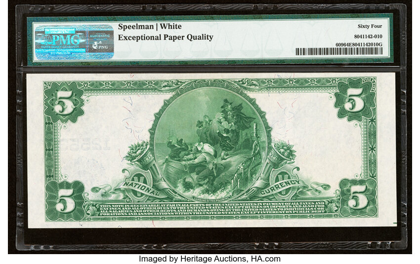 image for: 1902 3rd Charter Period, 3rd Issue $5  PMG CU64 Plain Back (Fr. 609)