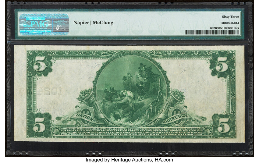 image for: 1902 3rd Charter Period, 3rd Issue $5  PMG CU63 Plain Back (Fr. 602)