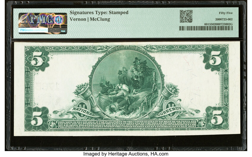 image for: 1902 3rd Charter Period, 3rd Issue $5  PMG AU55 Plain Back (Fr. 601)