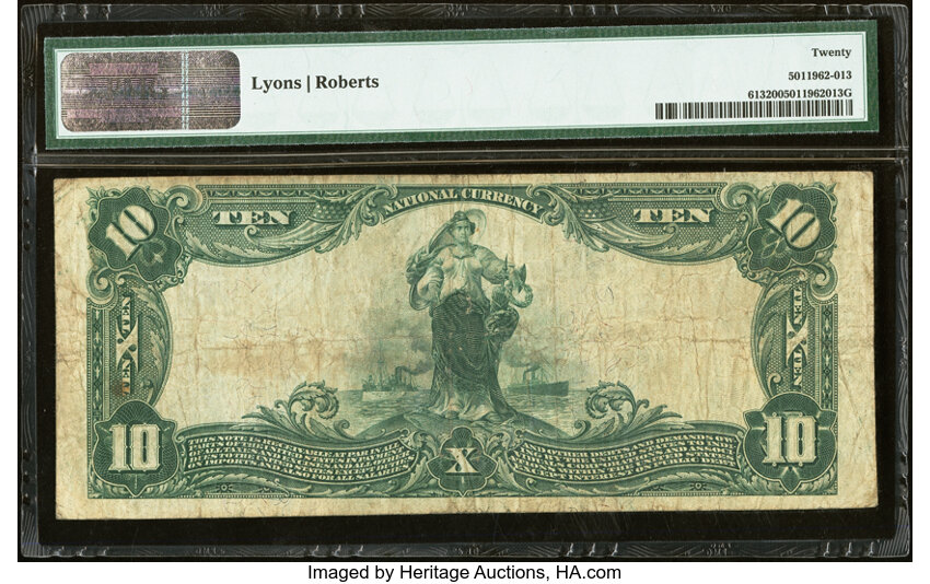 image for: 1902 3rd Charter Period, 1st Issue $10  PMG VF20 Red Seal (Fr. 613)