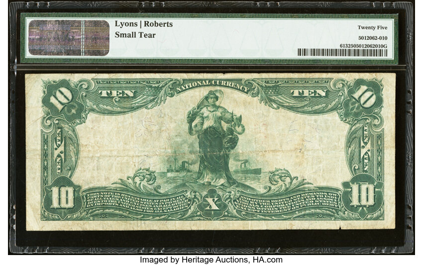 image for: 1902 3rd Charter Period, 1st Issue $10  PMG VF25 Red Seal (Fr. 613)