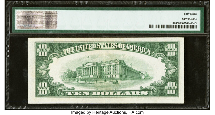 image for: Fr. 1703 $10 1934B Silver Certificate. PMG Choice About Unc 58....