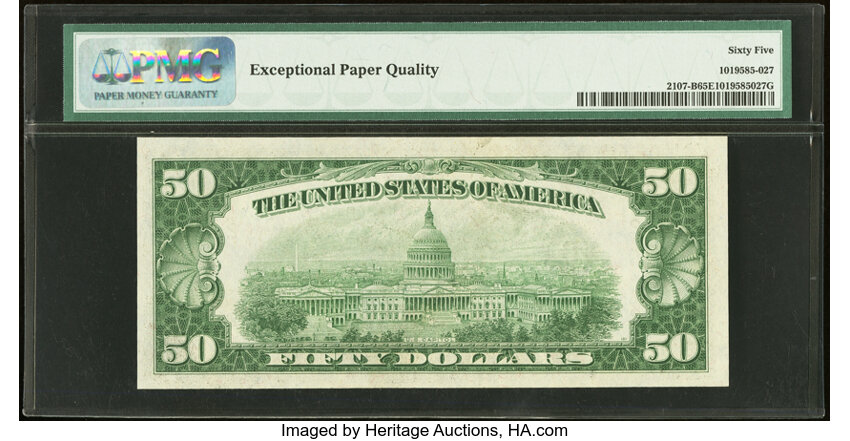 image for: 1950 New York $50  PMG CU65 (Fr. 2107B)